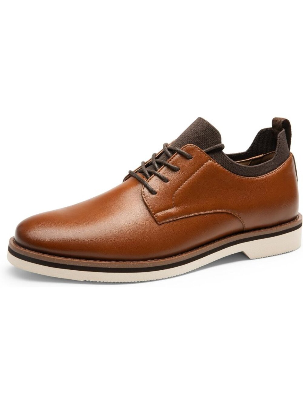 Men's Brown Comfortable Lace Up Faux Leather Lightweight Oxford Dress Shoes